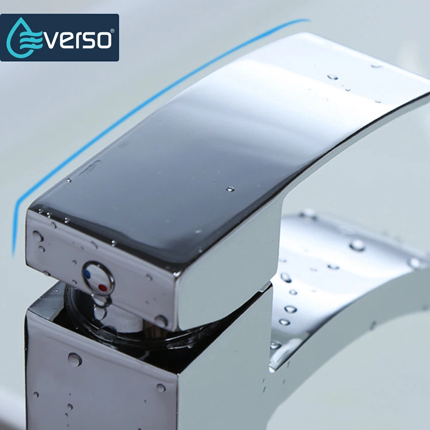 Смеситель водопад с креплением на раковину кран для ванной комнаты холодной и