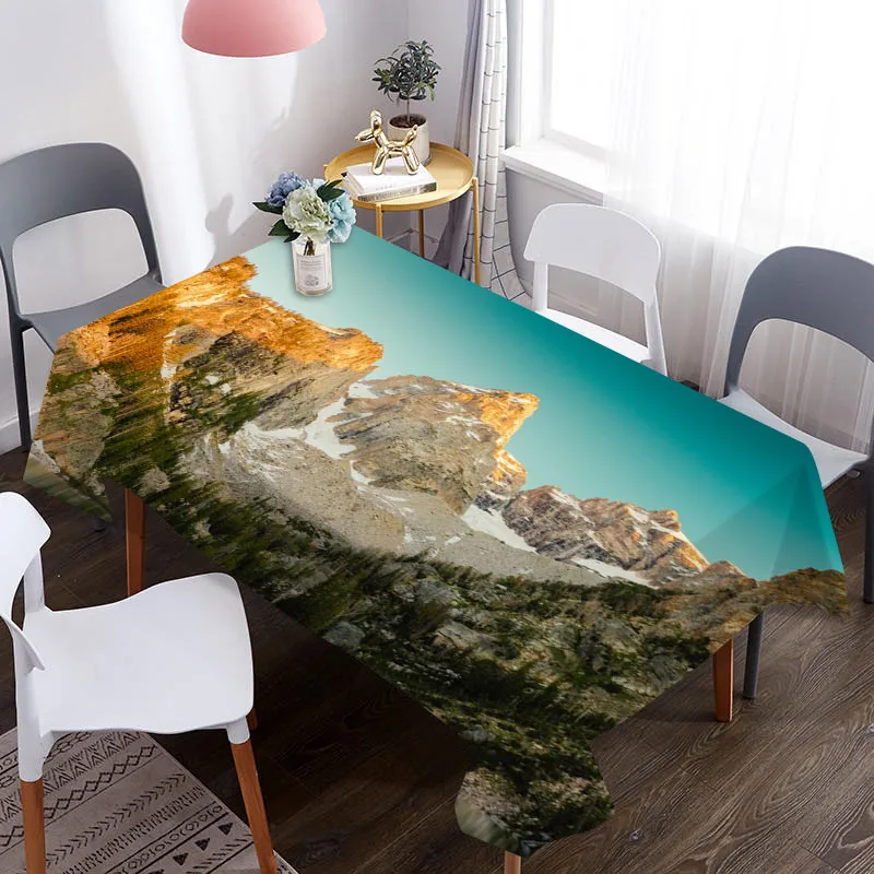 Пользовательский 3D чехол для стола кофейная скатерть с ландшафтным узором