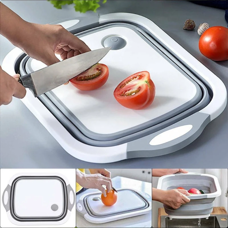 

4 IN 1 Kitchen Foldable Cutting Board Sinks Drain Basket Chopping Boards