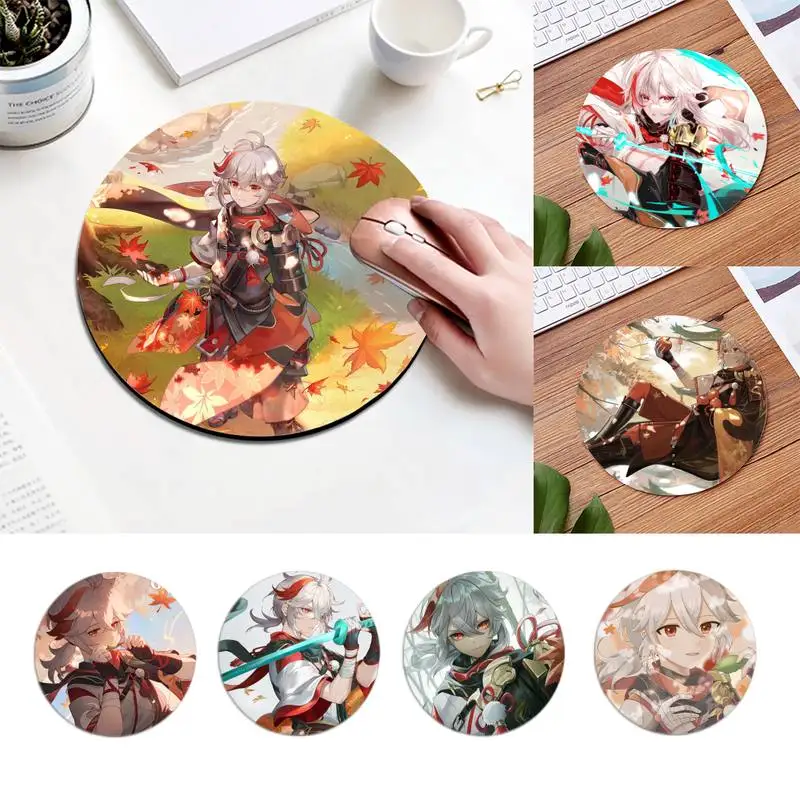 Genshin Impact kaedeхара Kazuha DIY дизайнерский игровой с узором коврик для мыши круглый коврик для мыши серия планеты коврик для рабочего стола DIY польз...