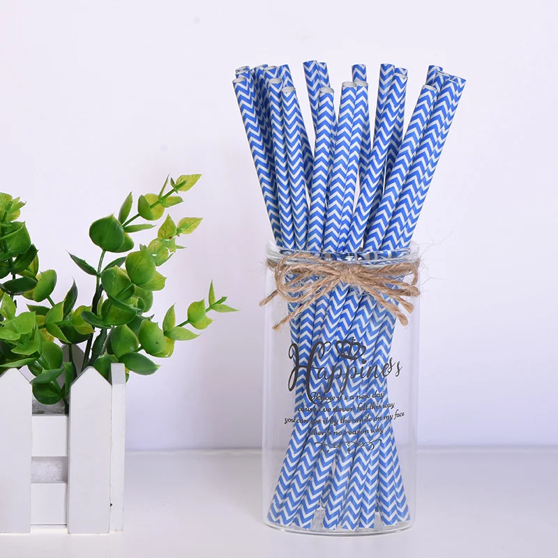 wave royal blue 25 шт./лот Горячая Мода Розовая клубника ананас арбуз бумага соломинки для детей принадлежности для дня рождения свадьбы трубочки для питья на вечеринке - Цвет: wave royal blue