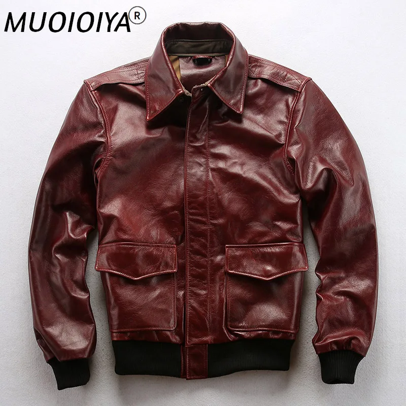 

2021 New Men A2 Pilot Cow Genune Leather Jacket Casual Oil wax cowhide flight Jackets Winter Russia Coats