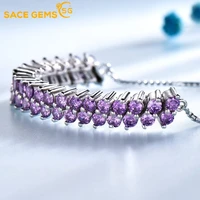 sace gems 100 real 925 sterling silver natual amethyst gemstone bracelet for women fashion fine jewelry party wedding gift
