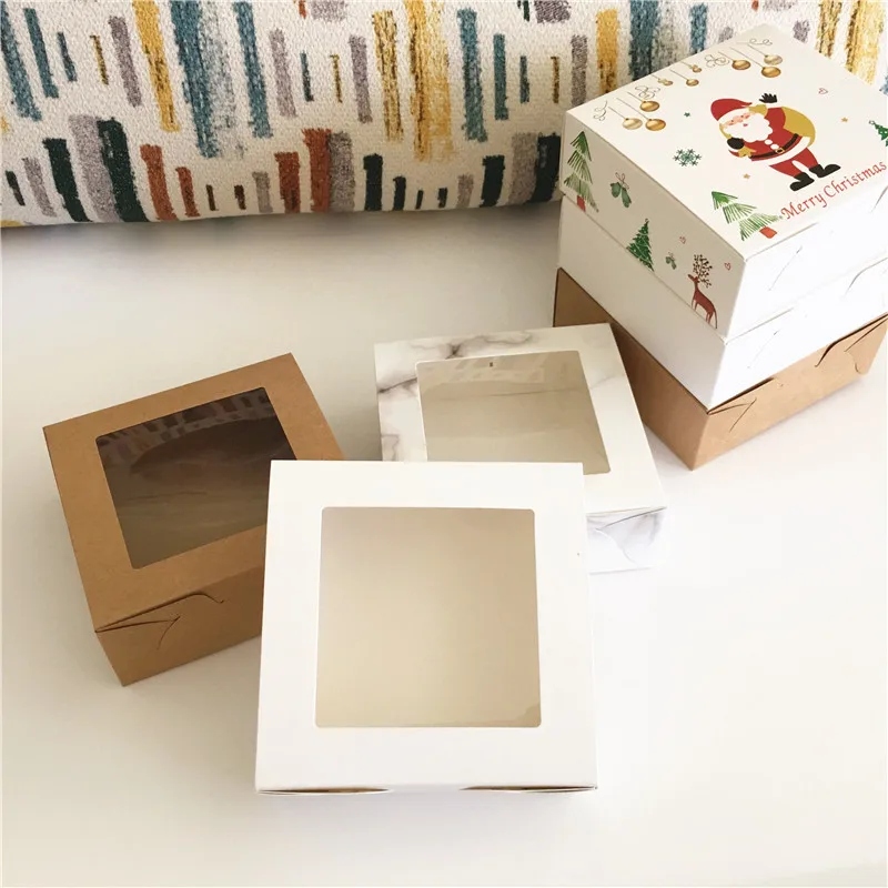 30 шт. коробка из крафт-бумаги коричневые/черные/белые картонные прозрачные