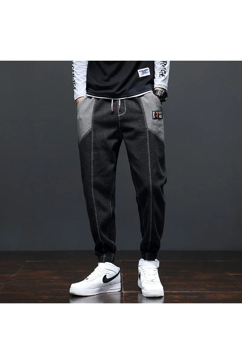 

New menswear haroun pants straight loose waist beam foot winter stretch jeans men S - M yards DJS
