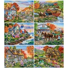 Набор для алмазной вышивки Дом, 5D, с изображением весеннего пейзажа