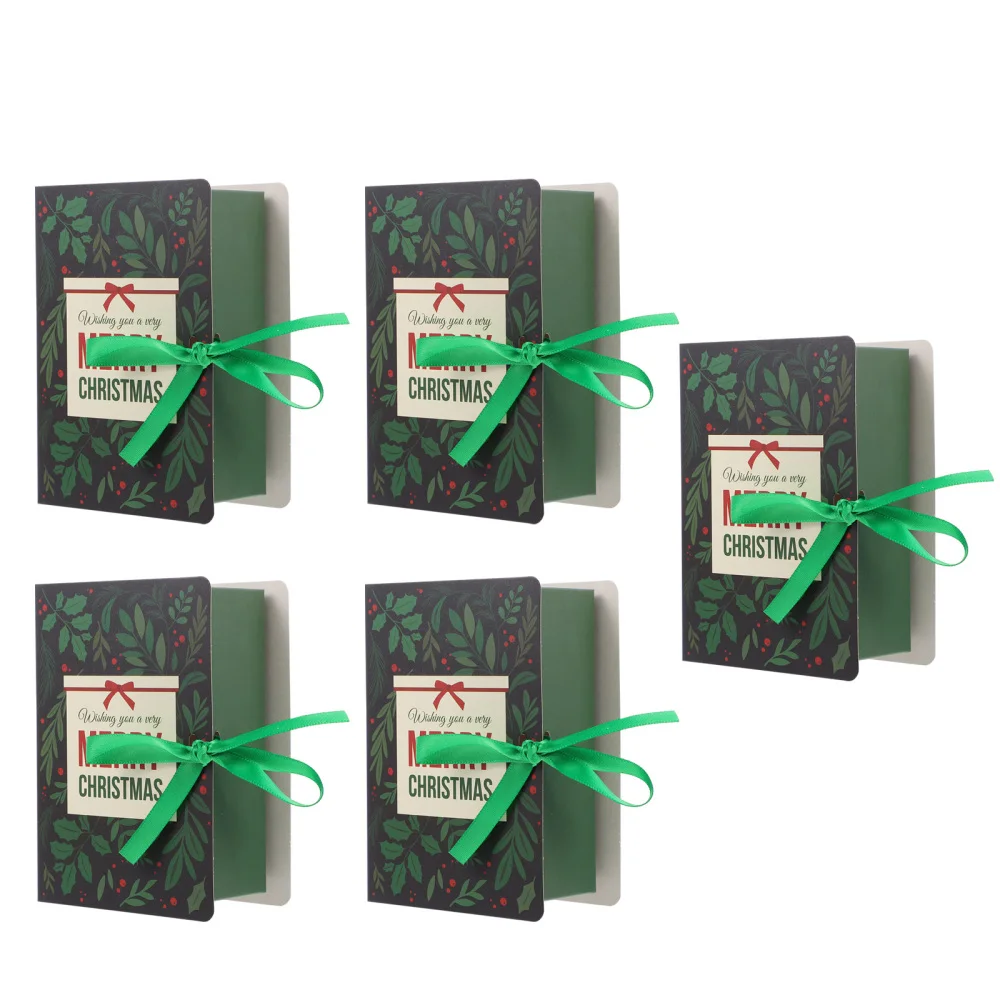 

5 шт., коробки для конфет в форме книжки, рождественские подарочные упаковочные коробки, креативные Чехлы для конфет