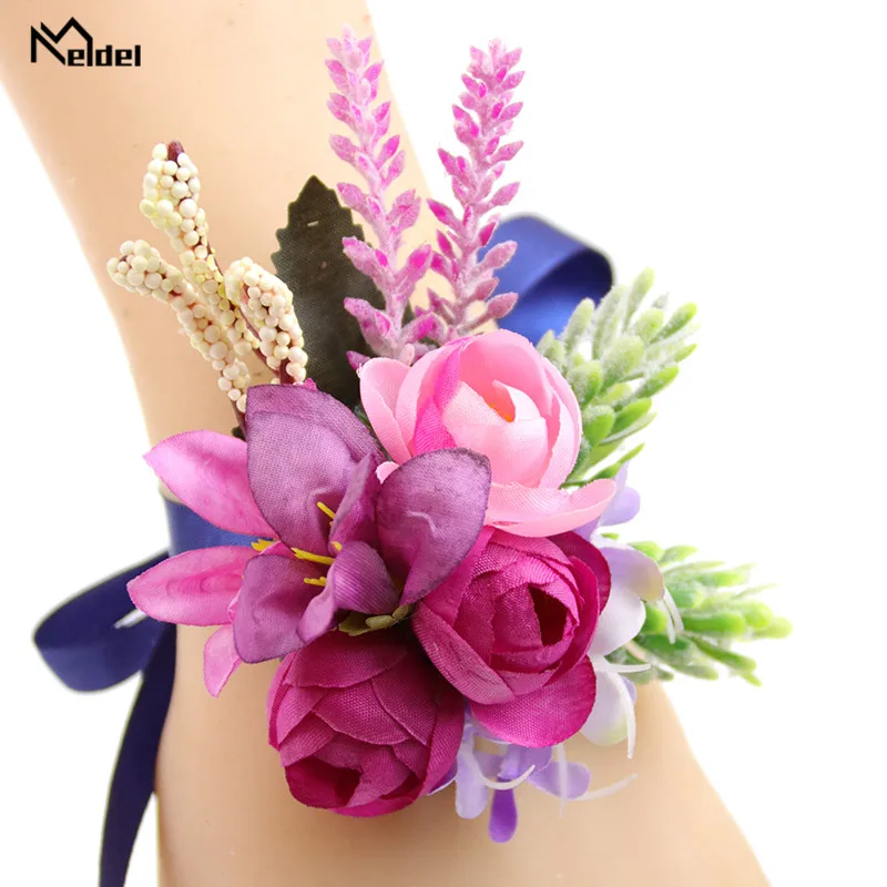 

Meldel Groomsmen Boutonniere Corsage Pin Flower Wedding Bracelet for Bridesmaids Flower Boutonniere Men Wedding Marriage Corsage