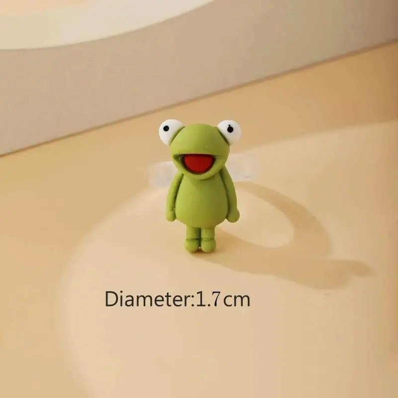 кольцо жаба кольца для подростков Зеленое лягушка Полимерная глина Смола Кольца
