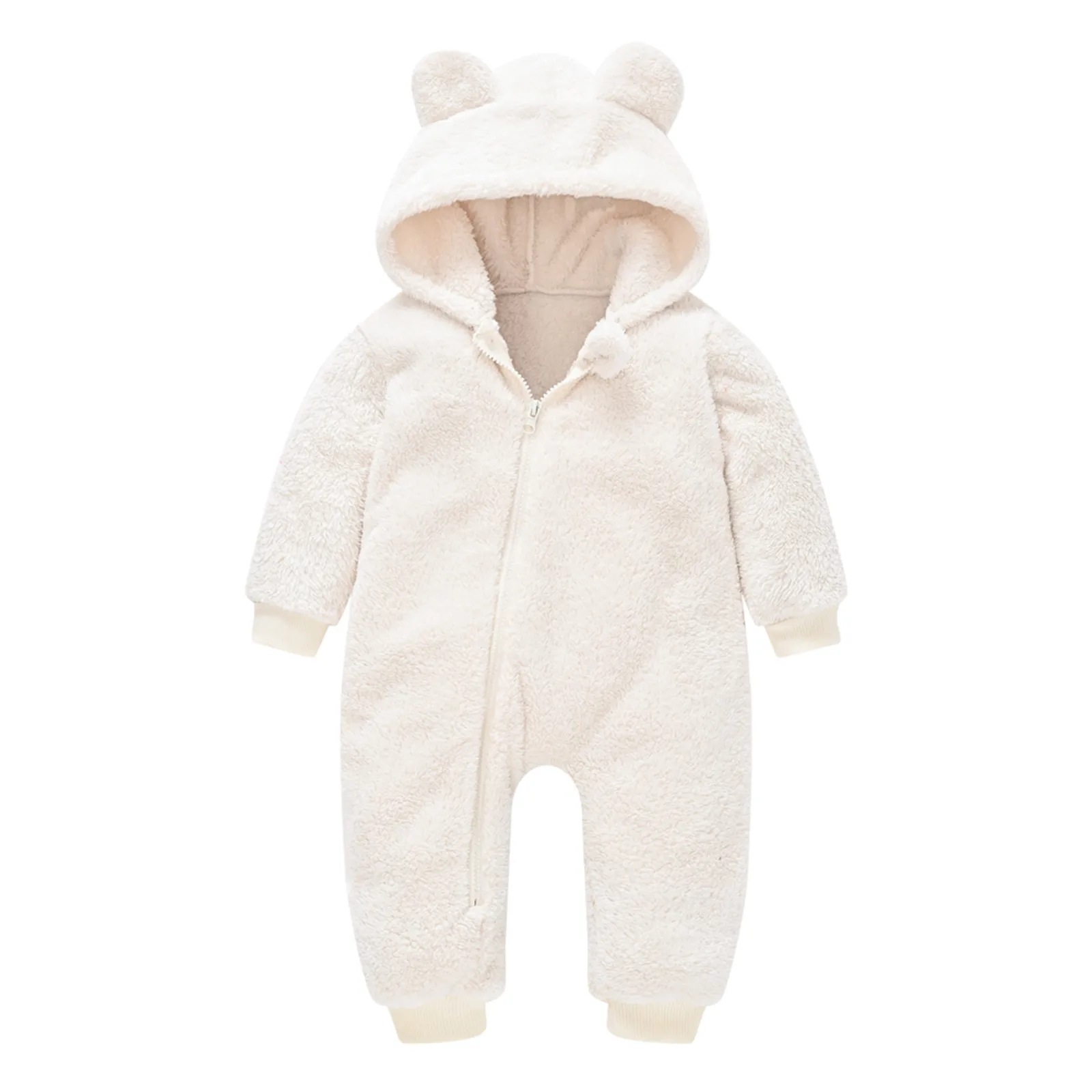 

Infant Newborn Baby Girls Boys Hooded Jumpsuit Winter Warm Solid Color Romper Toddler Baby Fleece Hooded Clothing Outwear#fs