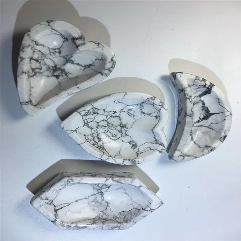 Натуральная резная чаша Howlite в форме сердца исцеляющая Хрустальная тарелка Луны