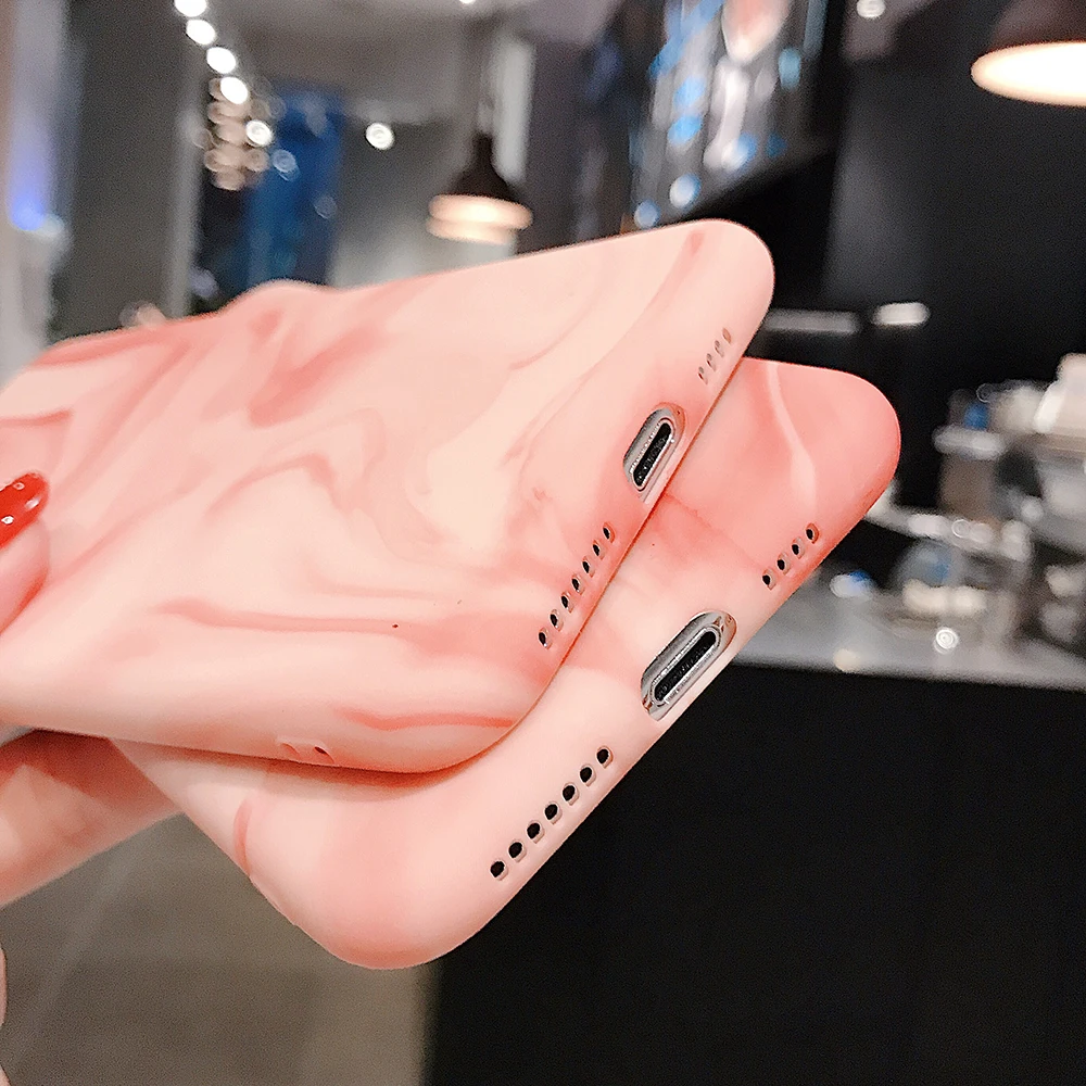 Phone Case For iPhone 11 Pro X XS Max XR Luxury plain Glossy Stone Marble Texture Cover 6 6s 7 8 Plus Shell fundas | Мобильные
