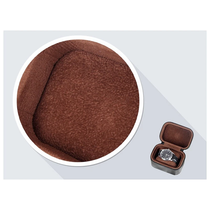 

Single Watch Box Vintage PU Leather Zipper Bracket Holder Watch for Business Travel Storage Easy to Carry