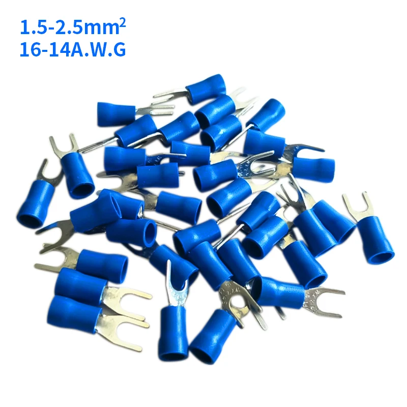 

50/100 шт SV2-4 синий провода Соединительный кабель изолированный провод обжимной вывод Вилка Лопата 16 ~ 14AWG SV2.5-4 SV
