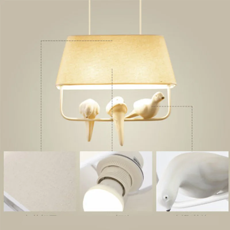 

Creative Cloth Resin Bird LED Pendant Lights Modern Simplicity Children Room Restaurant Living Room Decoration White Lamp