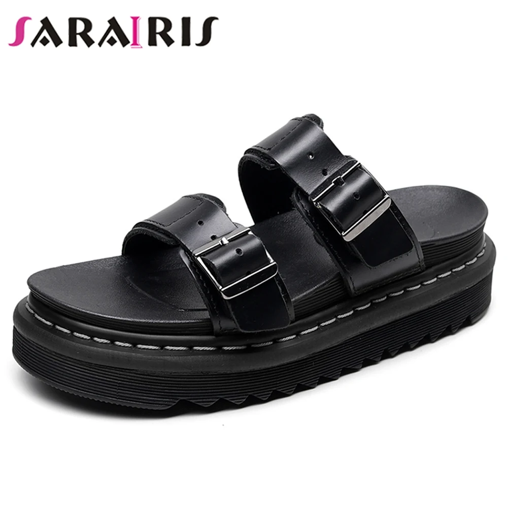 Женские шлепанцы SARAIRIS из спилка роскошные пляжные танкетки Сланцы на платформе