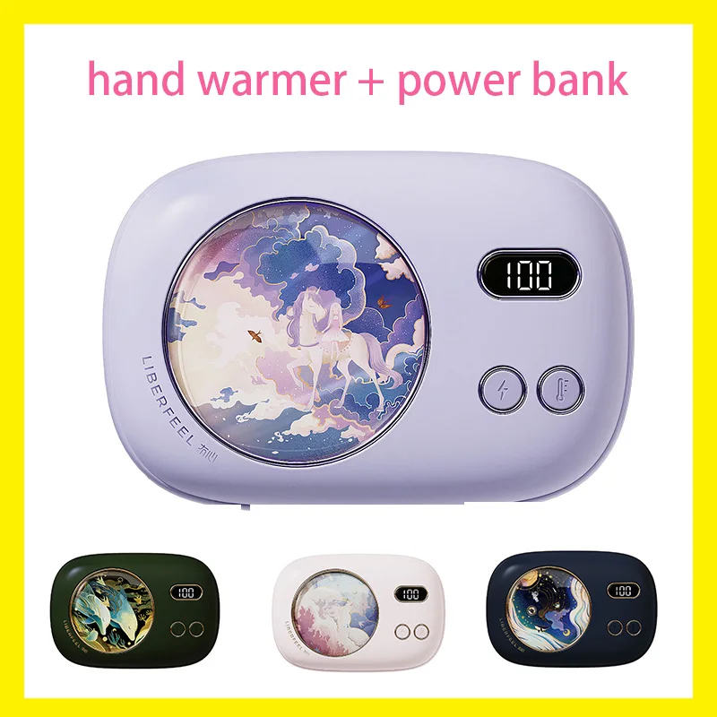 Liberfeel Hand Warmer 10000mah Power Bank Portable Student Electric Heater Digital Display Powerbank 52° Warmer For Women Girls