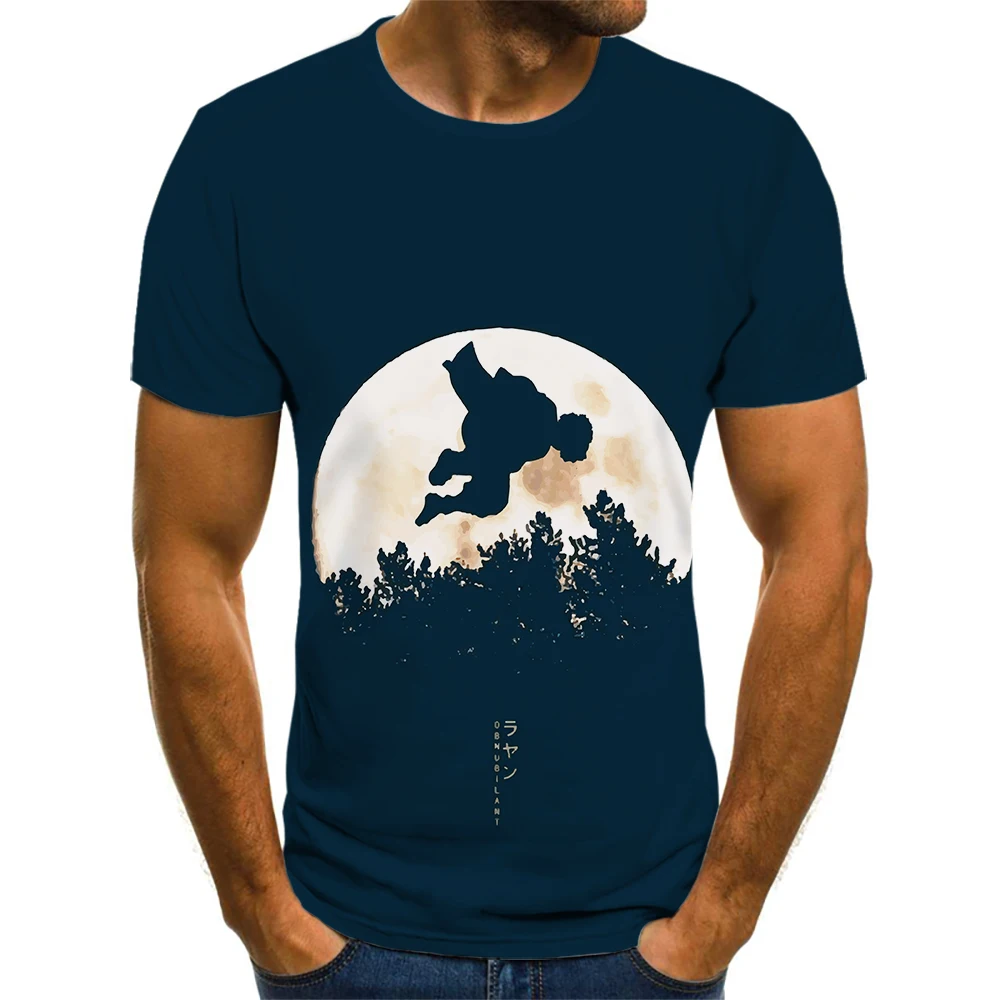 

2021 summer new men oversized tops men's casual round neck anime ghosts destroy the blade of the Japanese samurai T-shirt