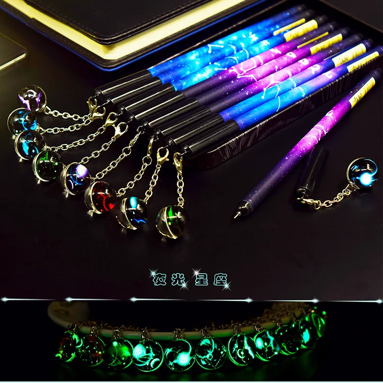 

36 pcs/lot Luminous 12 Constellation Gel Pen Cute 0.5 mm black ink Signature Pen School Office writing Supplies Promotional Gift