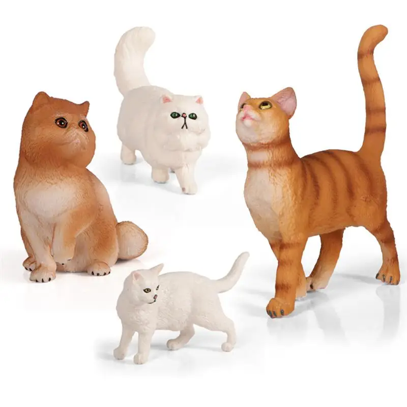 Animal Modelo de gato estatuilla adorno ornamento de la casa de decoraci&oacute;n casa adorno para paisaje casero (blanco)-3