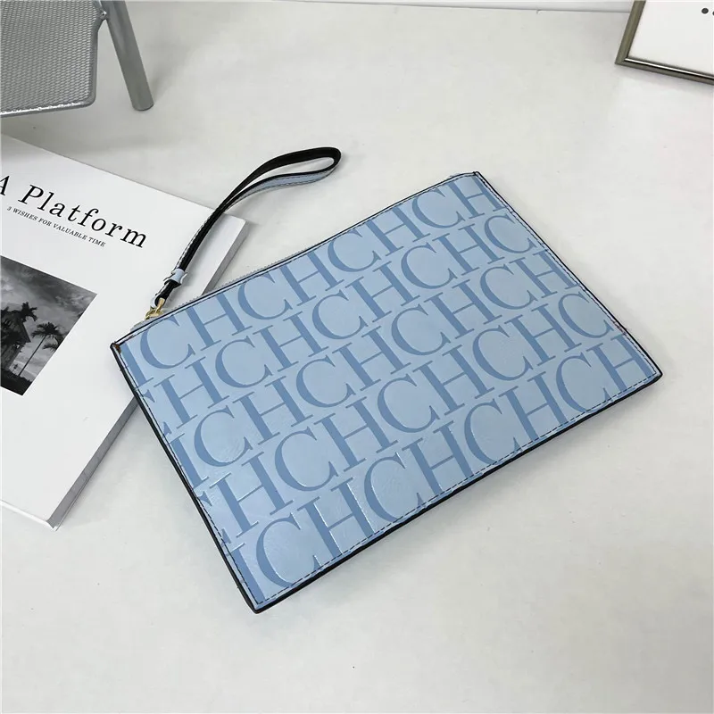 2021 new luxury brand ch clutch unisex high quality ch letter pattern clutch luxury envelope leather business clutch purse free global shipping
