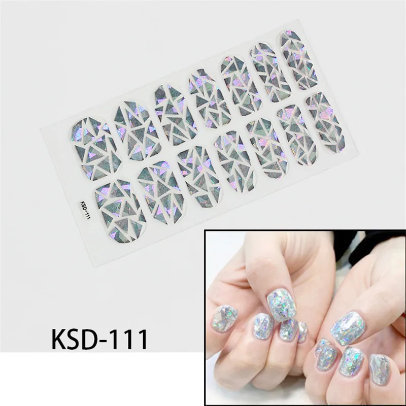 KSD111 14 насадок/листов, цветные 3D наклейки для дизайна ногтей, клей, ползунок, блестящие украшения для ногтей, трафарет для маникюра - Цвет: KSD111