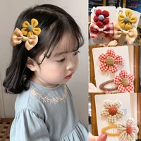 kawaii accessories small flowers baby hair clip pins kids headwear toddler baby girl plaid set hairpins bb clips baby accessorie