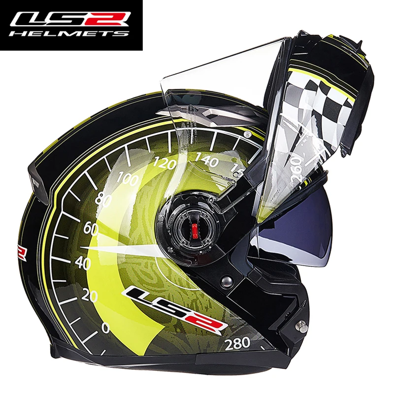 LS2 флип-ап Мото Кросс мото rcycle шлем модульный с двойным шлемом стекло черный солнцезащитный козырек capacetes para мото гоночный шлем - Цвет: 19
