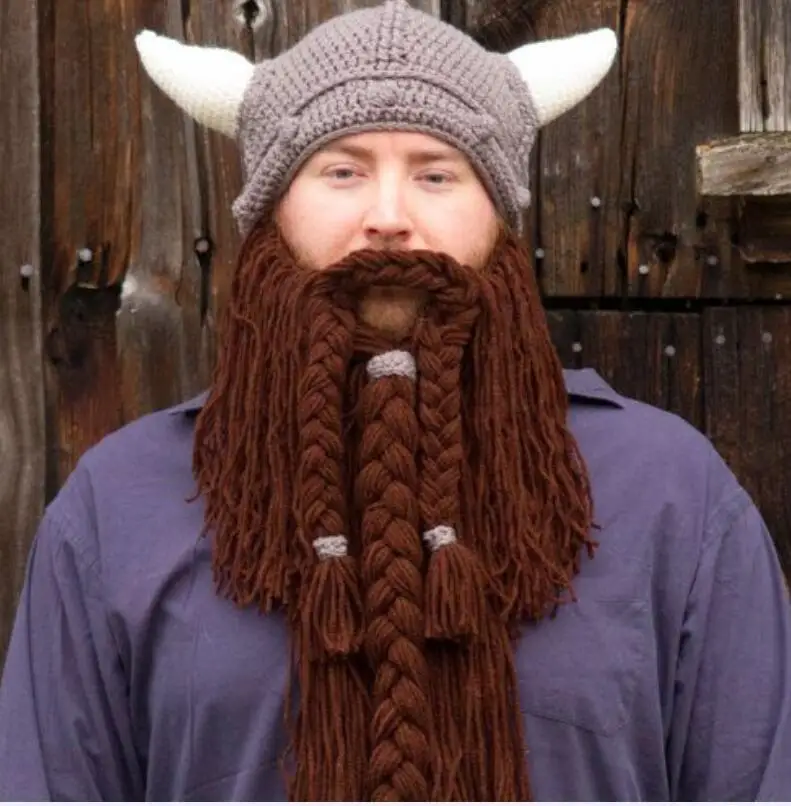 

Foreign Trade Personalized Viking Hat Beard Hat Woven Hat Christmas Handmade Wool Woven Horn Hat Wholesale