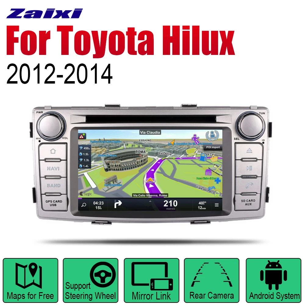 ZaiXi Android 2 Din Авто Радио DVD для Toyota Hilux 2012 ~ 2014 Автомобильный мультимедийный плеер GPS