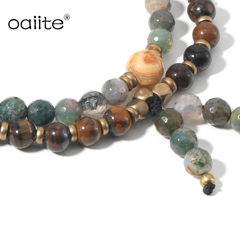 

Moss Grass Agat Natural Stone Bead Bracelet Men Natural Hematite Obsidian Beaded Bracelets women Energy Stretch Jewelry