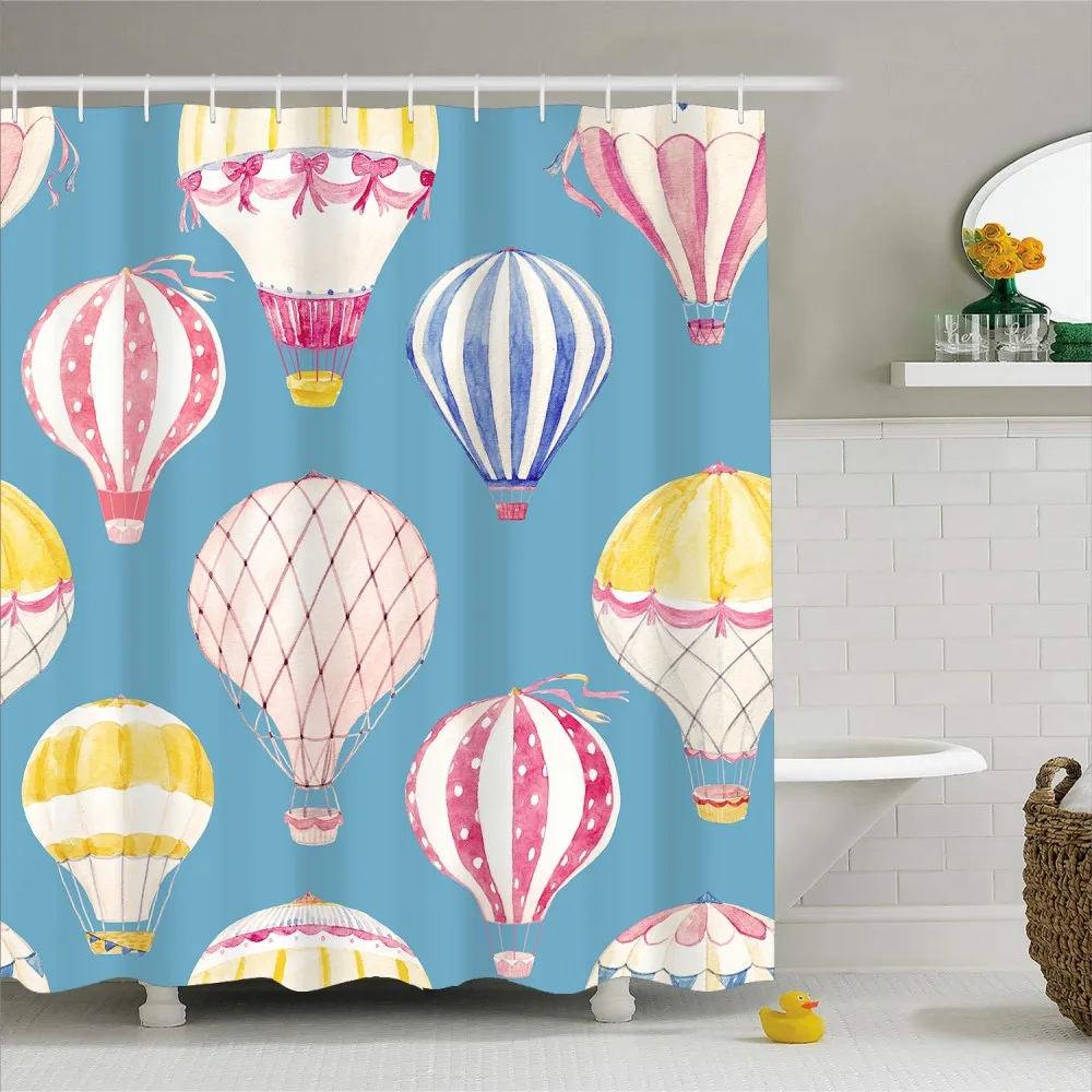 

3D печать прочная водонепроницаемая полиэфирная занавеска для душа с крючками 1 шт. воздушный шар для ванной занавеска для ванной комнаты де...