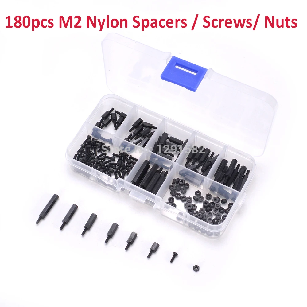 180 шт./компл. M2 нейлоновые стандартные Распорки винты шестигранные гайки распорки