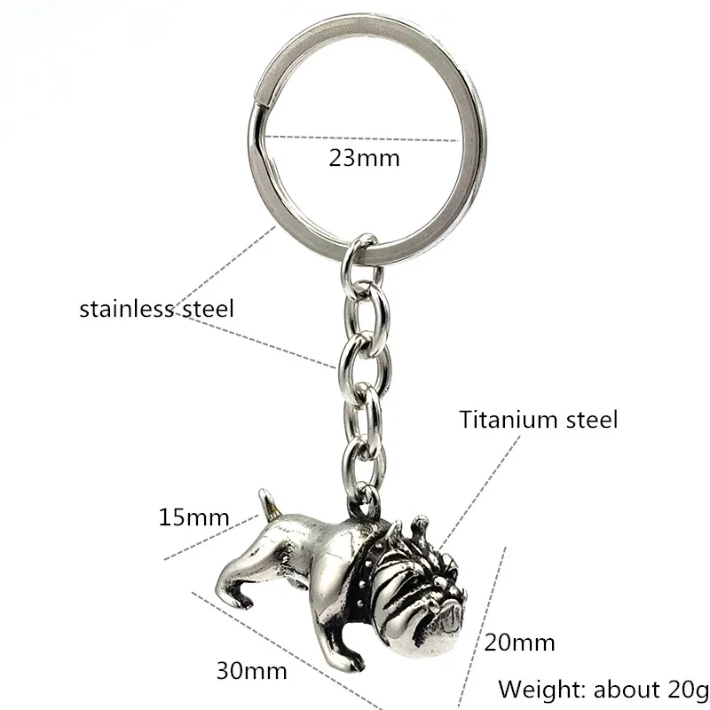 

New personality animal dog stainless steel key ring chain 316L titanium steel pendant key chain 3D jewelry accessory gift