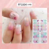 1pc jelly colors beauty nail art tips new qf series nail stickers shiny full cover back glue waterproof nail decoration manicure