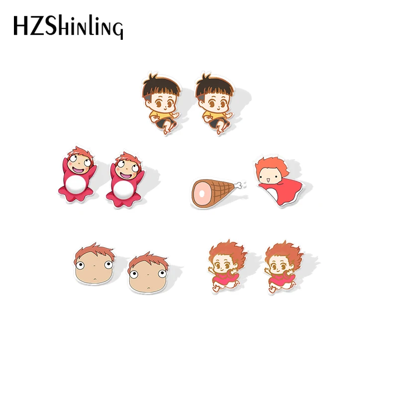 2019 новые акриловые серьги Ponyo Love Ham в виде маленькой золотой рыбки принцессы