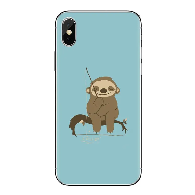 For iPod Touch Apple iPhone 4 4S 5 5S SE 5C 6 6S 7 8 X XR XS Plus MAX Cartoon Sloth Poster Transparent Soft Cases Covers |