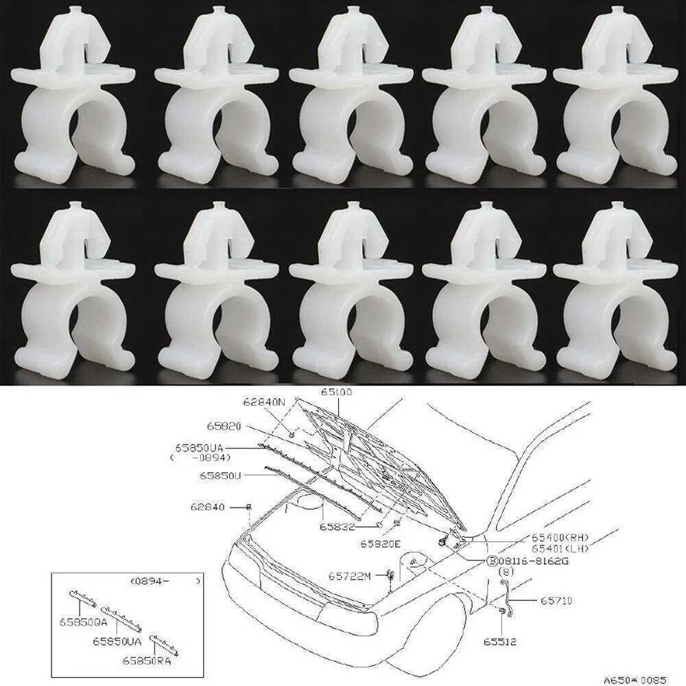 

10x Зажим держателя капота для Nissan Pathfinder, Navara Skyline X-Trail T30 аксессуары для интерьера автомобильные крепежные зажимы