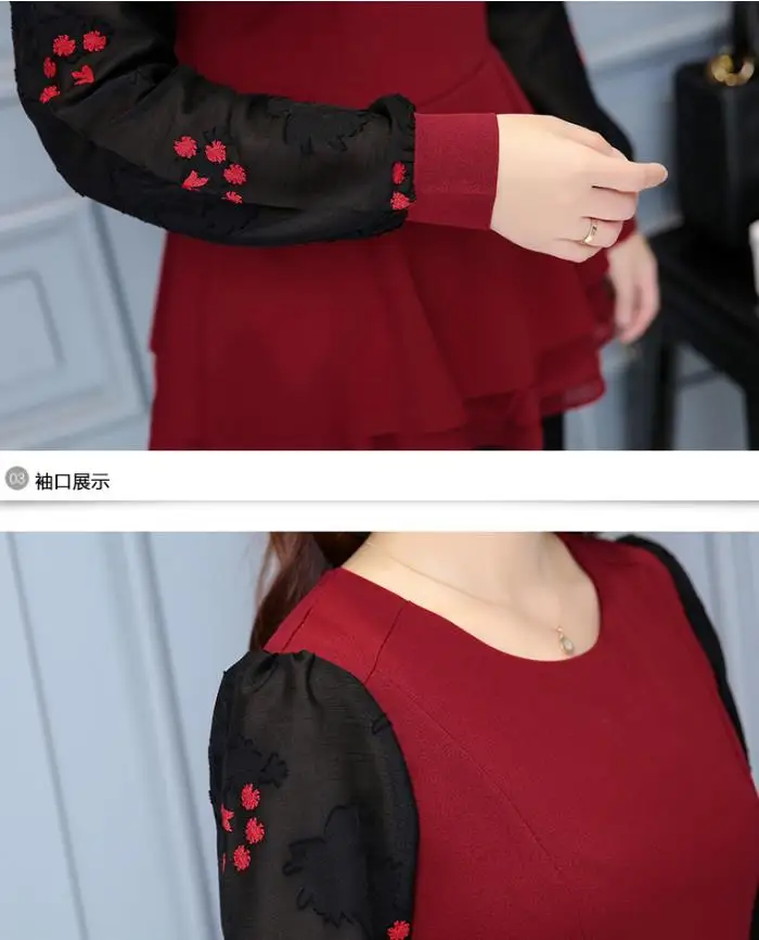 Женская шифоновая блузка с длинным рукавом и оборками размеры до 6xl | одежда