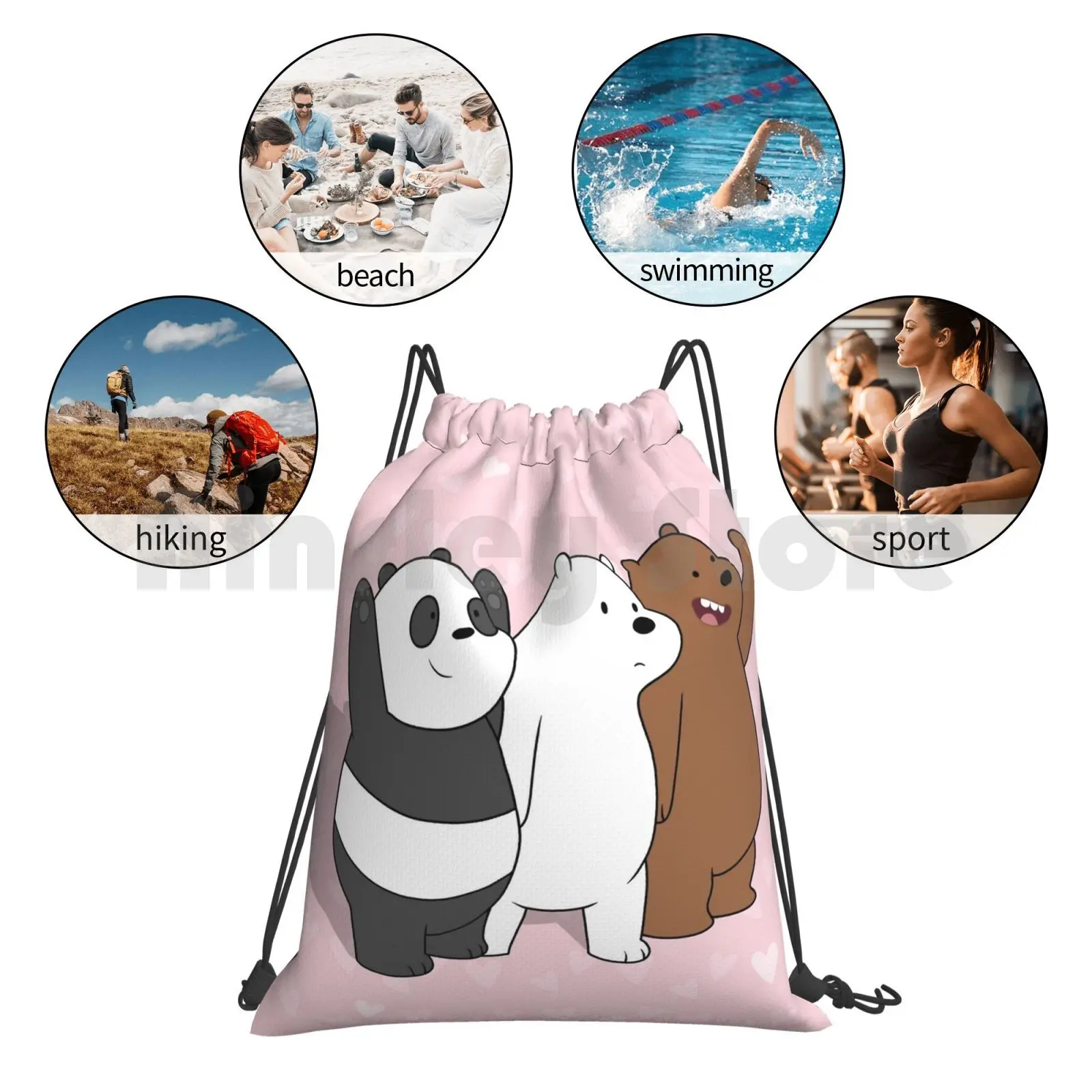 

Backpack Drawstring Bag Riding Climbing Gym Bag Rbpartnerprogram Cartoon Grizzly Panda Ice Bear The Three Bare Bears Bears