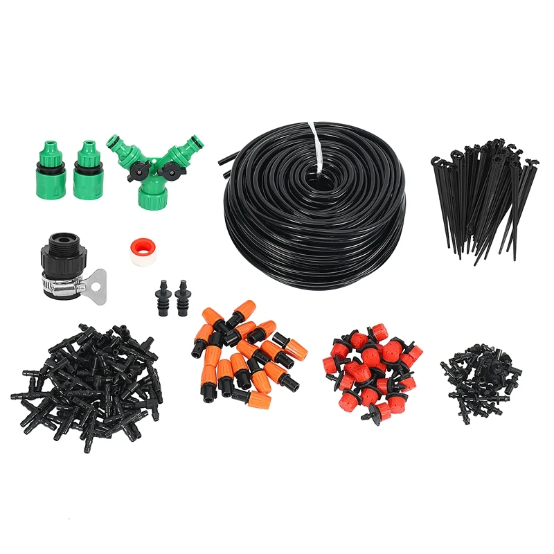 

40M Mini Drip Irrigation Kit, Garden Plant Watering Kit Garden Fog Cooling Irrigation System with Distribution Tube Hose Adjusta