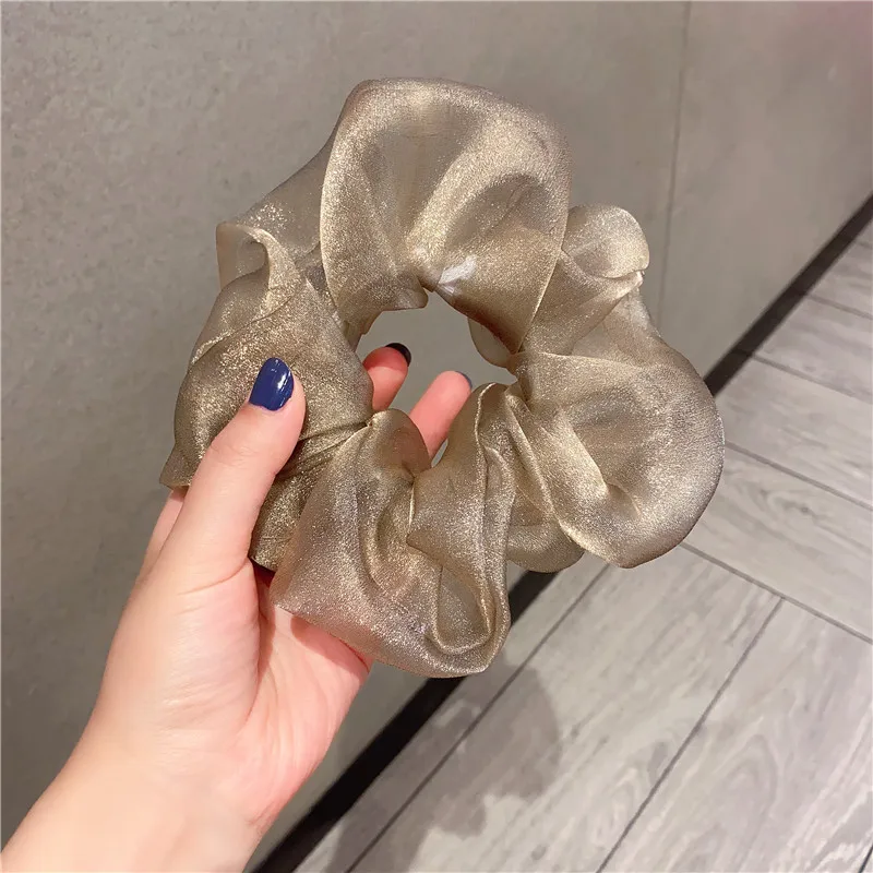 

Organza Lady Hair Accessories Elastic Scrunchies Big Hair Circle Summer Solid Color Ponytail Elastic Hair Rope Girl Hair Band