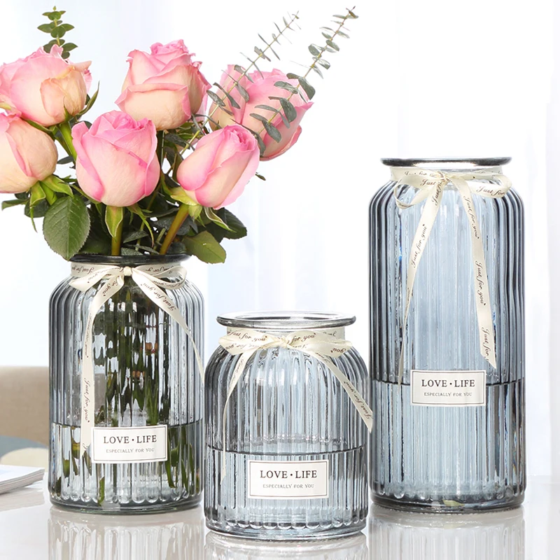 

3PCS/set Vase Glass Flower Transparent Vase Europe Hydroponic Green Dill Plant Lily Vases For Room Decoration Plant Pot