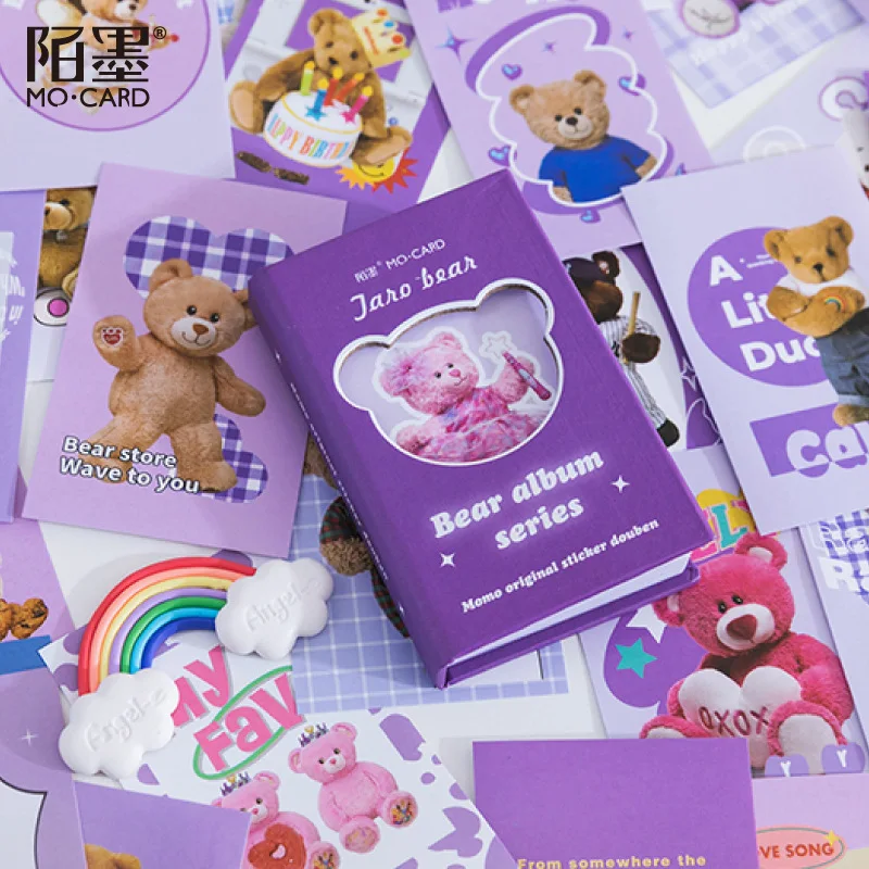 

50 шт., бумажные наклейки с мультяшным медведем