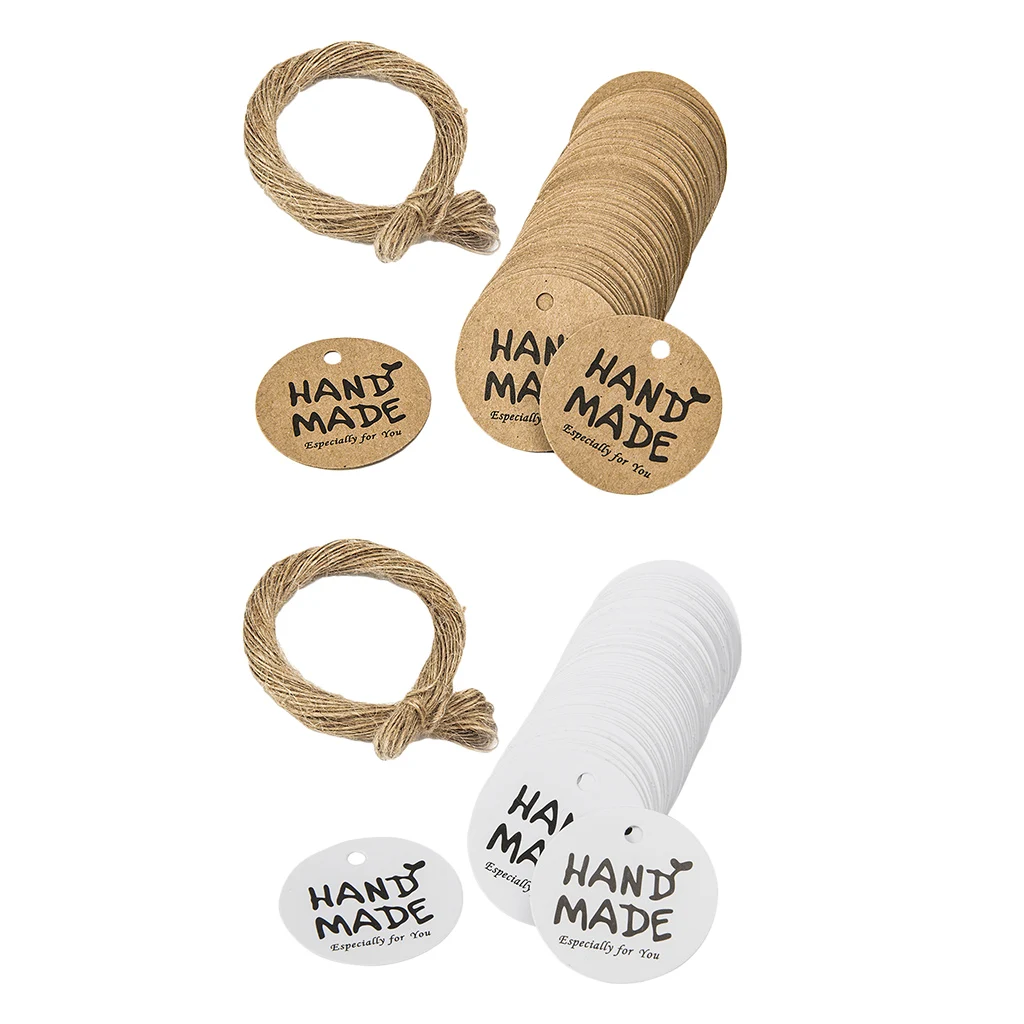 

100x Handmade Kraft Paper Tags Wedding Party Favor Xmas Labels