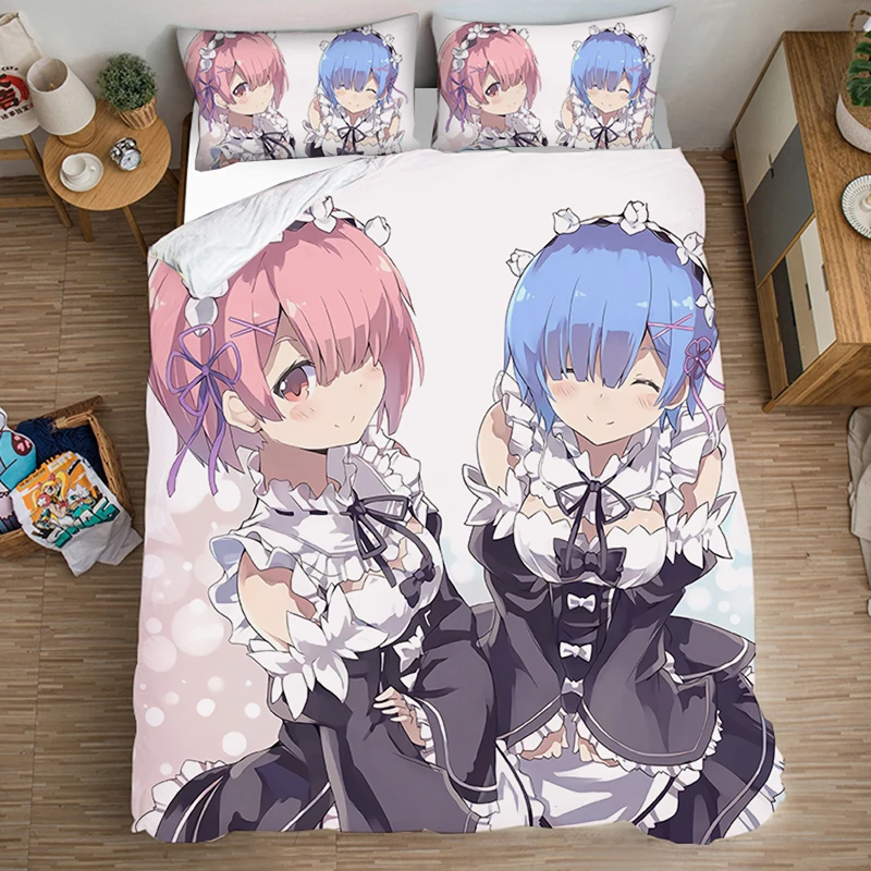 

Anime Re:Life In A Different World From Zero Bedding Set Duvet Covers Rem Comforter Bedding Sets Bedclothes Bed Linen 08