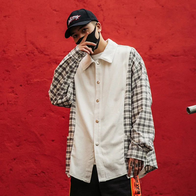 Новинка 2019 рубашка с длинными рукавами и отворотом мужская контрастная