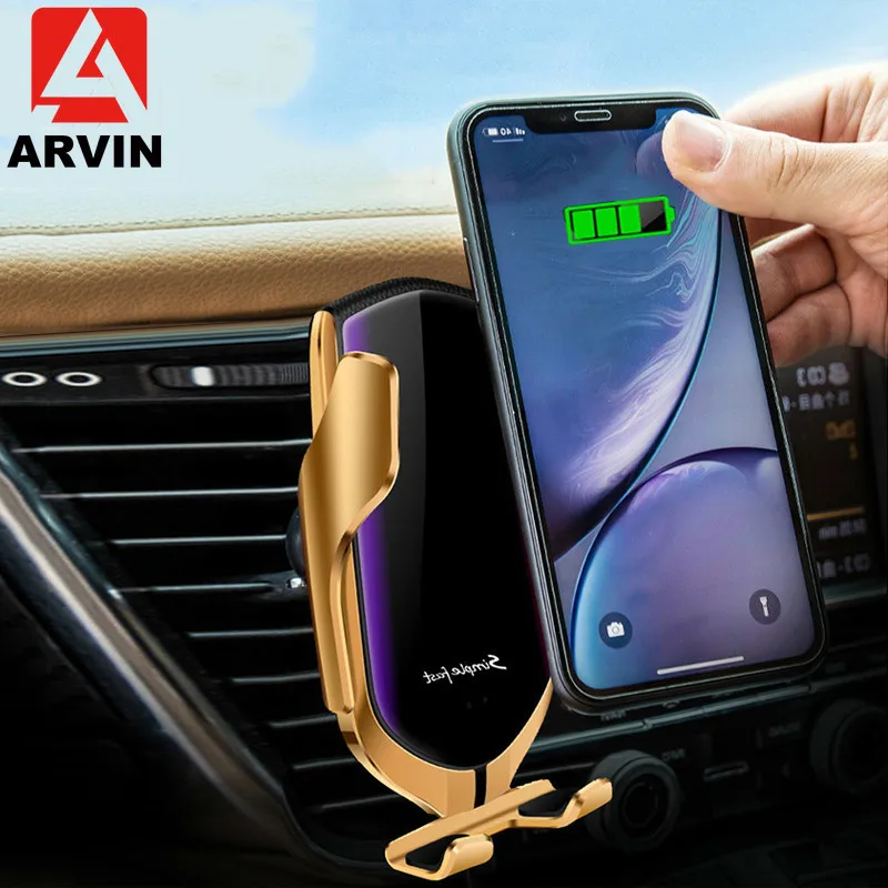 

Arvin Infrared Induction Wireless Car Charger Holder Automatic Clamping 10W Qi Fast Charging Mount For iPhone 8P X XR Sansung S9