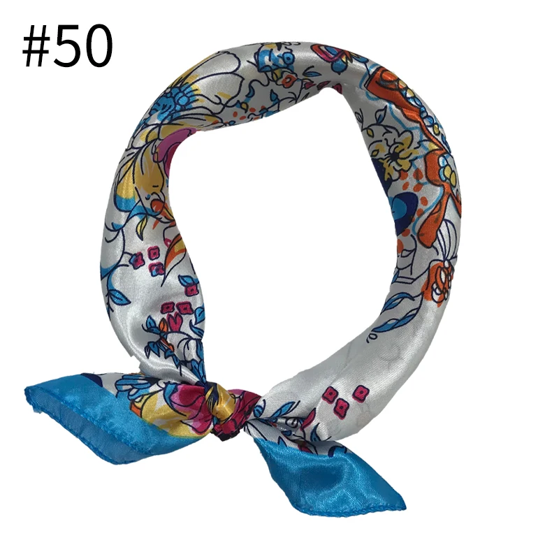 color 50 Модный шарф квадратный галстук атласный маленький шелковый шейный шарф квадратный зимний головной шарф Женская Косынка Мода 50*50 - Цвет: color 50