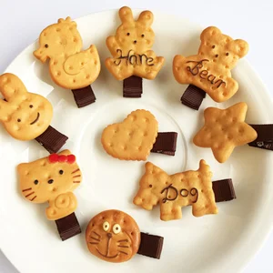 Милые Мультяшные имитации печенья шпильки с медвежонком девочки дети Утконос заколки для волос печенье головной убор